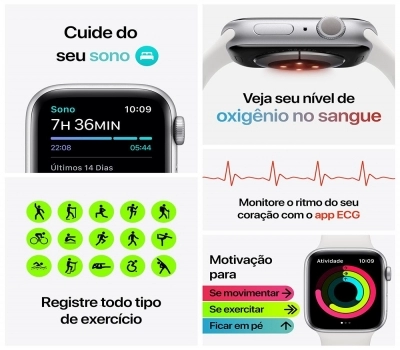 Imagem 30297 Apple Watch Series 6 (GPS) 40mm Caixa Prateada de Alumínio com Pulseira Esportiva Nike Platina/preta
