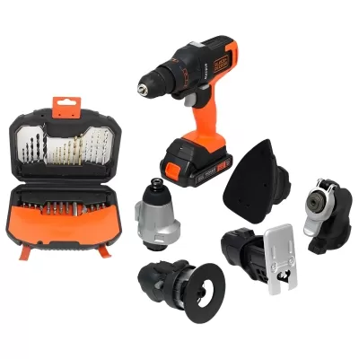 Leilão de Combo: Jogo de Ferramentas Max 20V com 6 Cabeçotes + Jogo para Furar e Parafusar com 30 Peças - BLACK & DECKER