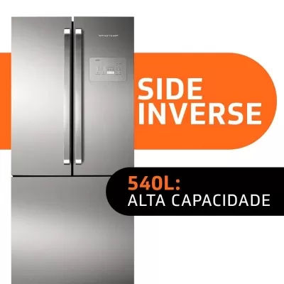 Imagem 29016 Geladeira Brastemp Frost Free BRO80AK com Ice Maker Side Inverse 540L - Inox