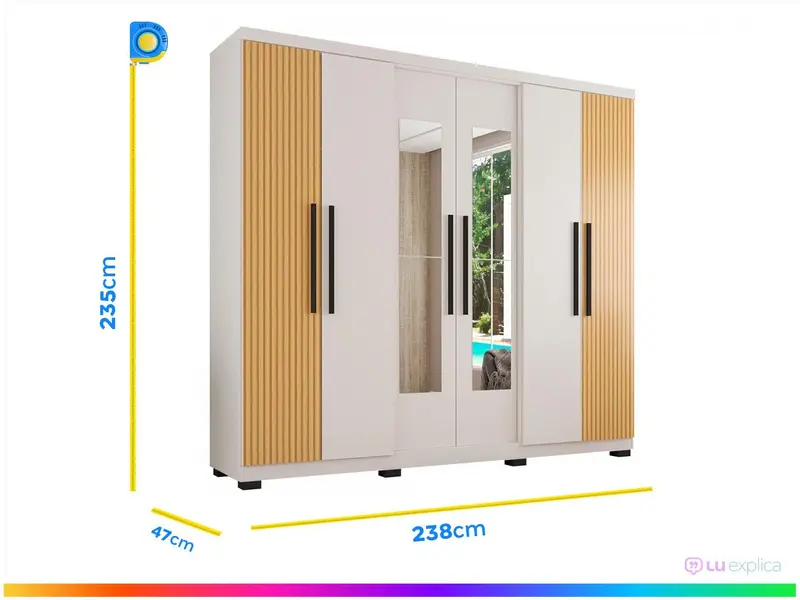 Imagem 48436 Guarda-roupa Casal com Espelho 6 Portas 4 Gavetas Araplac Braga