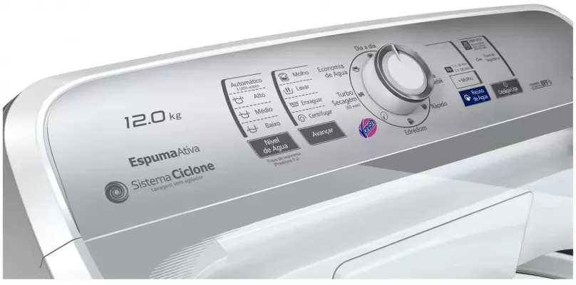 Imagem 28897 Lavadora de Roupas Panasonic NAF120B1 12Kg Cesto Inox 8 Prog de Lavagem Branca