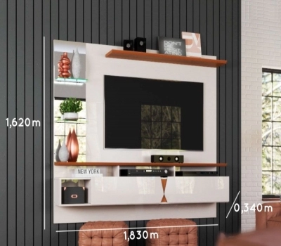 Imagem 627 Painel para TV 55 polegadas Intense Lukaliam Off White / Damasco