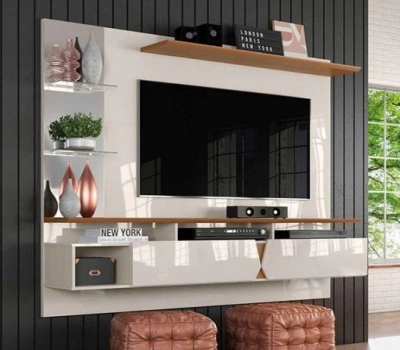 Painel para TV 55 polegadas Intense Lukaliam Off White / Damasco Leilão Painel para TV 55 polegadas Intense Lukaliam Off White / Damasco