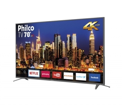 Imagem 395 Smart TV LED 70 Philco Ultra HD 4k Cor Space Grey Áudio Dolby 3 HDMI 2 USB Wi-Fi 60HZ
