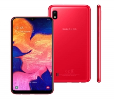 Imagem 1533 Smartphone Samsung Galaxy A10 Vermelho 32GB, Tela Infinita de 6.2``
